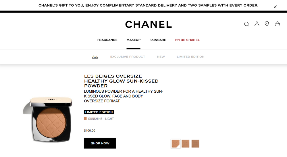 CHANEL Les Beiges Oversize Healthy Glow Sun-Kissed Powder in Sunbath (Deep)  