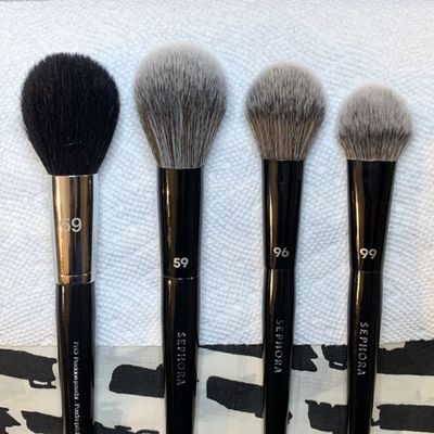 Front view of Sephora Pro brushes. Far left is the old 59.