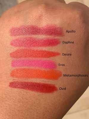 Swatching 6 of the 8 shades of Lipstick Queen Cupid's Bow pencils.