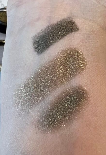 Top to bottom: Sequin Green liner, Velvet Lustre, Velvet over Sequin