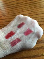 Top- 17 Rouge Erable and Sheer Velvet Matte and 37 Rouge Graine; bottom Intense Silk 37 Rouge Graine and 116 Nude Boise.