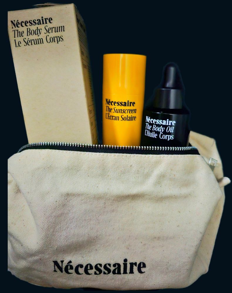 Necessaire the body oil is from Nov/Dec. The travel size sunscreen was the gwp.