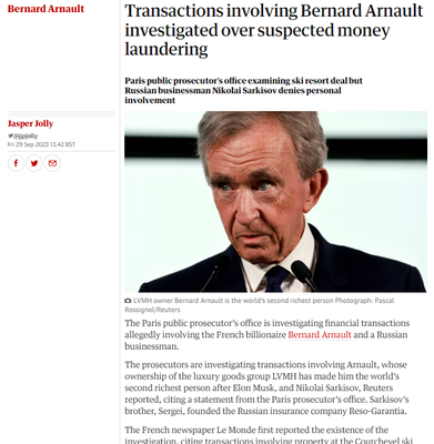 Transactions involving French billionaire Bernard Arnault investigated over  suspected money laundering, Consumer Watch