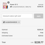 Discount code ALIQUESHADE25