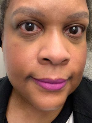 I blotted Anne Lilac down at the perimeter of my lips for a softened look.