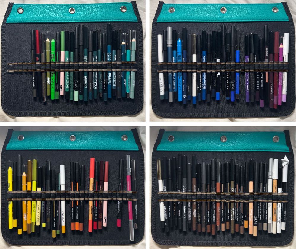 I’m about 75% done testing them for spoilage/performance degradation. (Empty slots = purged liners.) I also have some new eyeliners I need to add.
