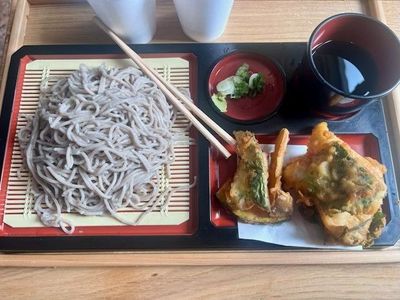 Tenzaru soba with fish & veggie tempura. Soba is handmade daily.
