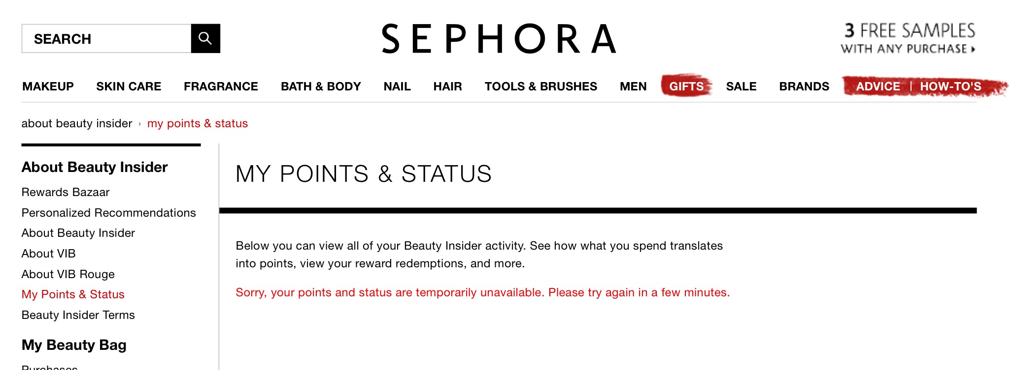 Points not showing up Beauty Insider Community