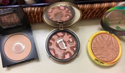 Maybelline Fit Me! Powder, Too Faced Pink Leopard Blushing Bronzer, Physician's Formula Butter Bronzer