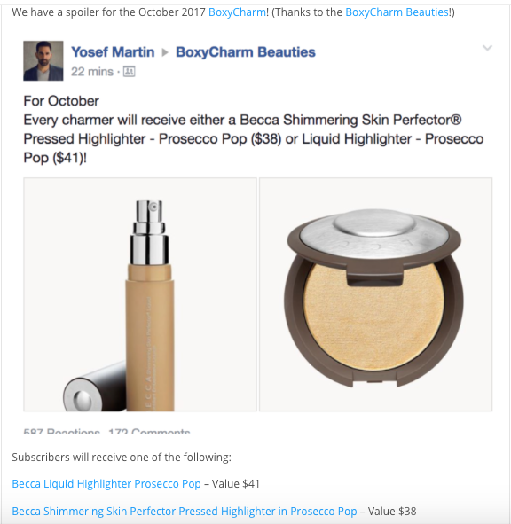 BoxyCharm October 2017 Spoiler
