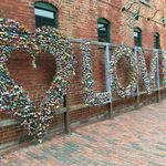 Love locks wall at the distillery district.