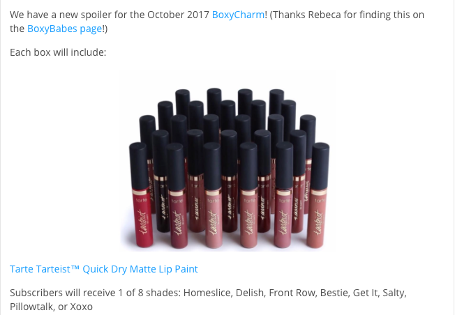 BoxyCharm Oct. 2017 Spoiler