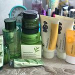 Innisfree green tea set and cleansing foams and a sunblock