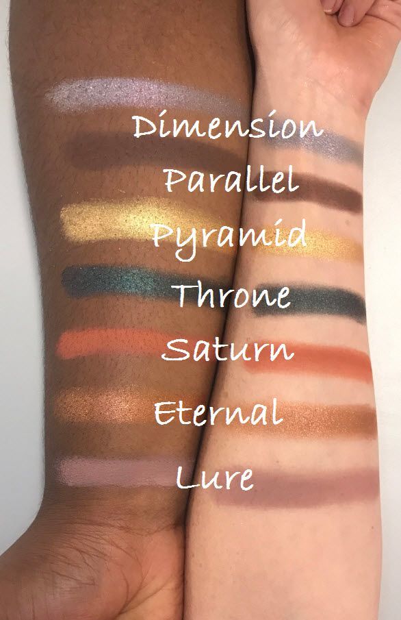 Bottom row of Prism Palette shades