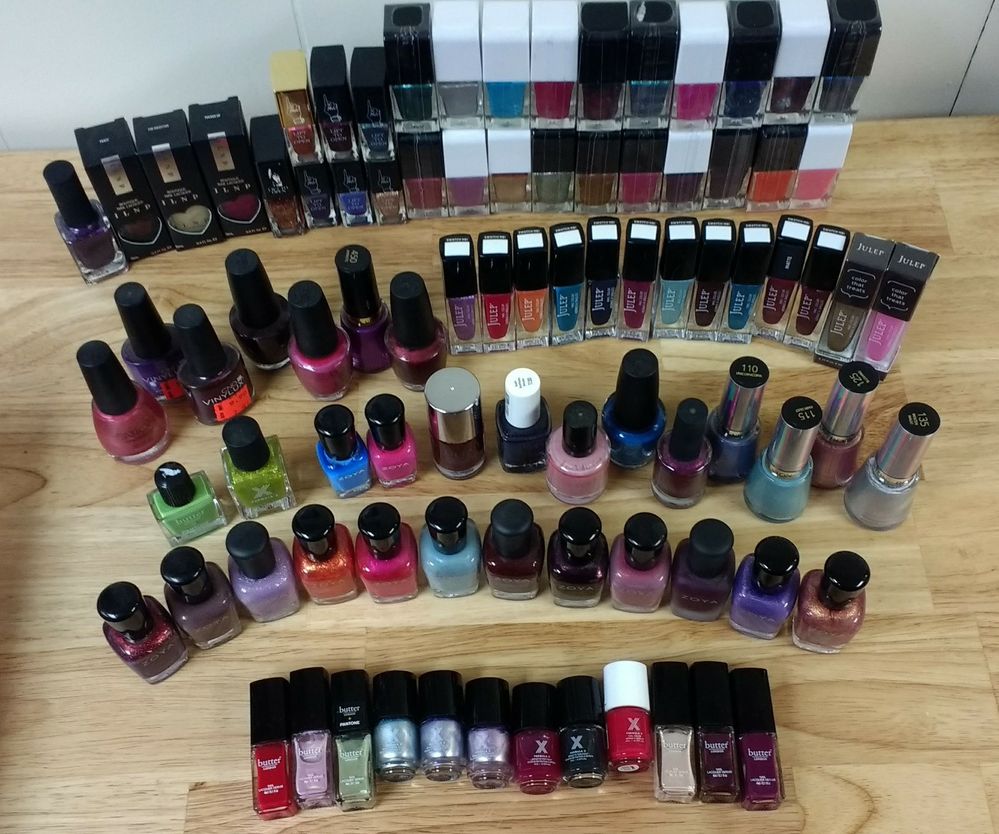 The lineup of polishes that haven't been used yet