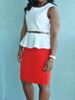 leopard belt, white peplum top, orange pencil skirt.JPG