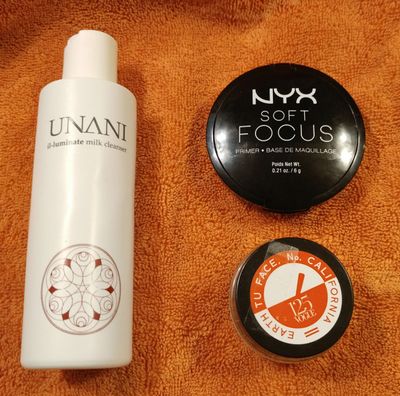 Luckily,  my son like the Unani cleanser and used it all. The Earth Tu Face was really greasy and the NYX primer was a crumbly mess.