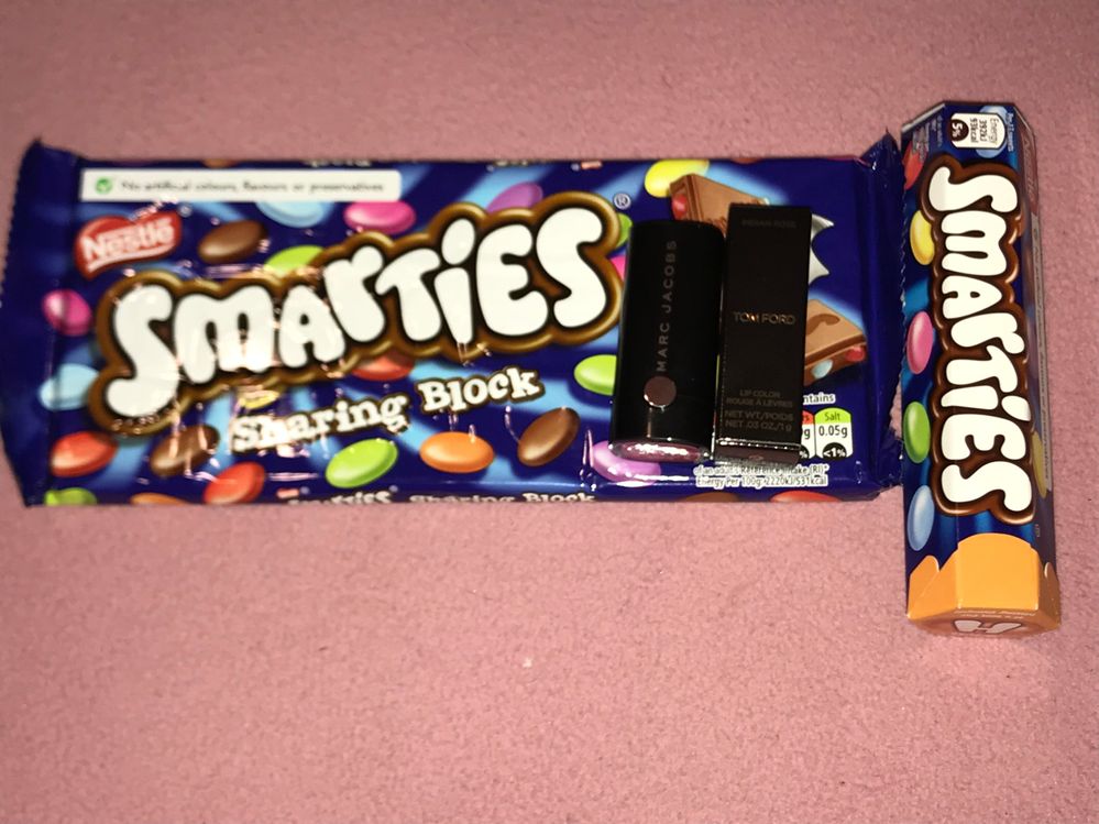 Mcakes was able to find my favorite Canadian candy, Smarties! She also threw in some high end lippies for me too!