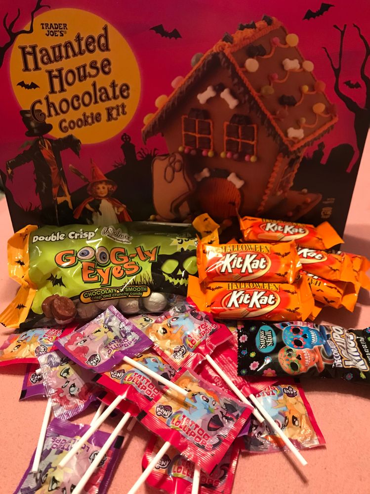 Candy overload... including a halloween gingerbread house kit!