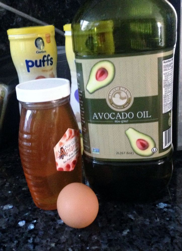 DIY hair mask - 2Tbsp avocado oil + 2Tbsp honey + egg yolk (shower cap not pictured)