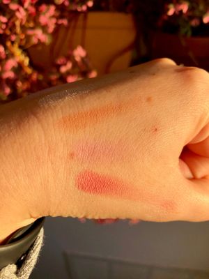 Swatches of Warm Rose, Purple, Pink blushes