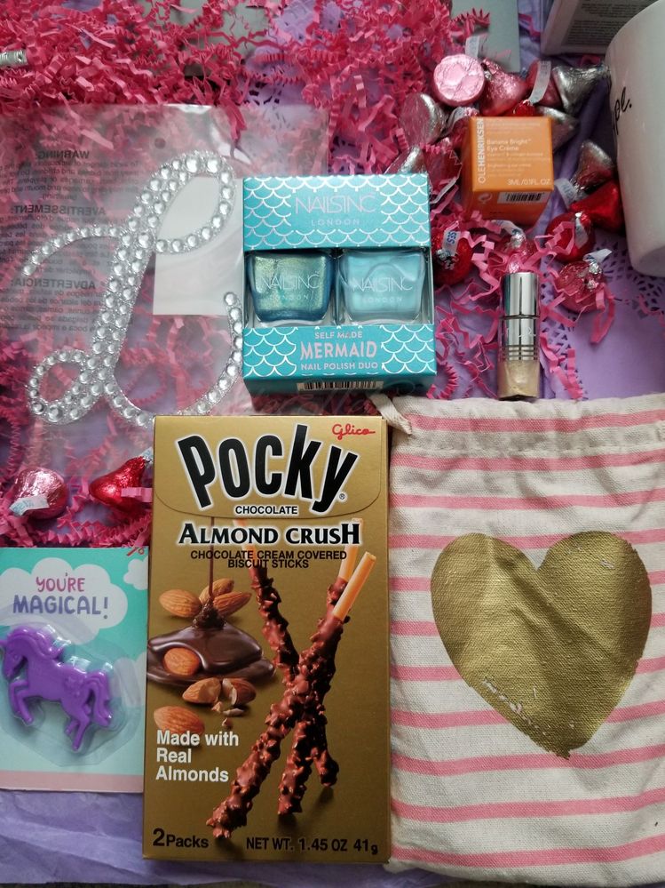 Pocky I've wanted to try for ages, Mermaid nail polish (which I'm currently sporting), and the new eye cream I can't wait to try.