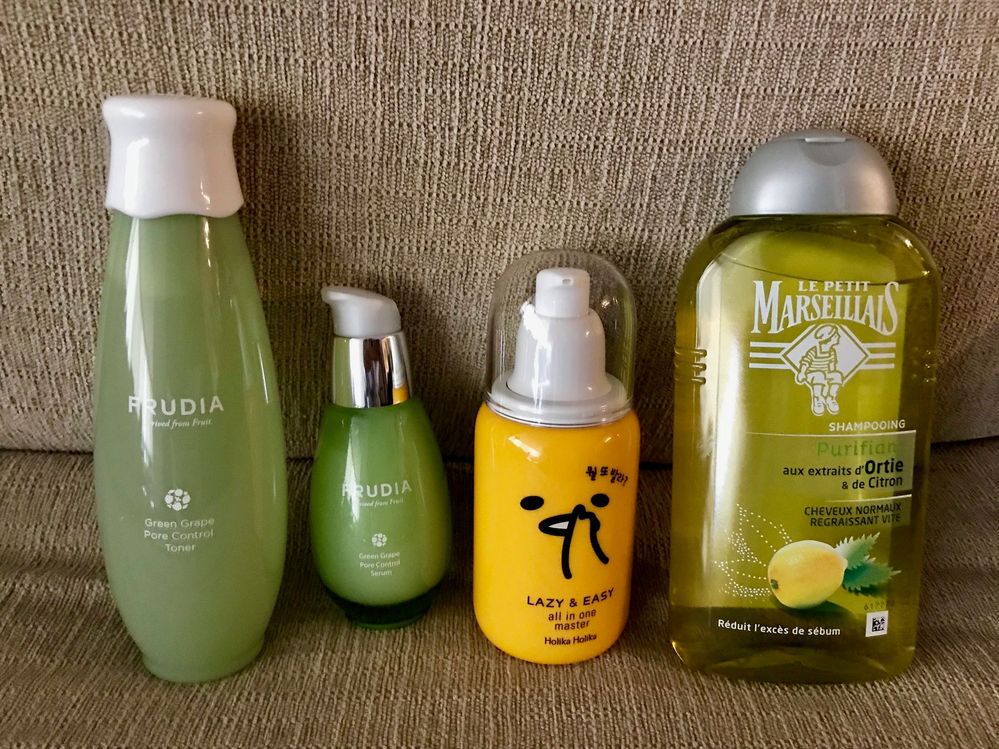 Korean products from CVS.  Shampoo is French brand.