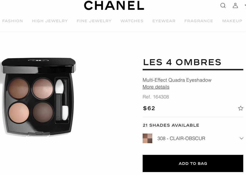 C H A N E L LES 4 OMBRES eyeshadow # 308 Clair-Obscur 